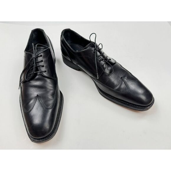 Salvatore Ferragamo Round Toe Derby Mens‎ 8.5 D Black Leather Dress Shoes Oxford
